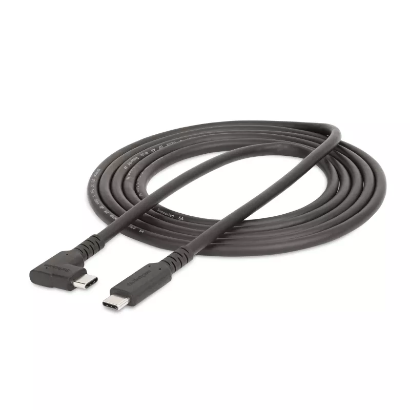 StarTech.com 6,6 jala (2 m) USB-C-kaabel, täisnurkne, USB 5 Gbps, 100 W (5 A) toiteedastus, 4K 60 Hz DP Alt Mode, vastupidav USB-C-juhe – Thunderboltiga ühilduv