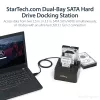 StarTech.com kahe pesaga USB 3.2 Gen 2 SATA-kõvaketta dokkimisjaam, USB 10Gbps kõvakettadokk, väline 2,5/3,5-tolline SATA I/II/III SSD/HDD dokkimisjaam, kuumvahetusega kõvakettapesa, pealtlaaditav