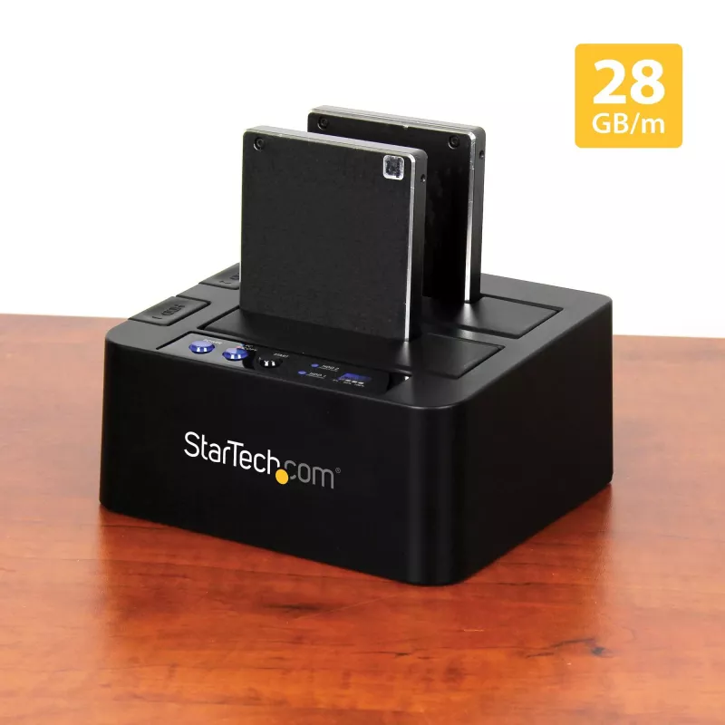 StarTech.com eraldiseisev kõvaketta duplikaator, kahe pesaga HDD/SSD kloonija/koopiamasin, USB 3.1 (10 Gbps) SATA III HDD/SSD dokkimisjaam, kõvaketta duplikaatordokk, kõvaketta kloonija