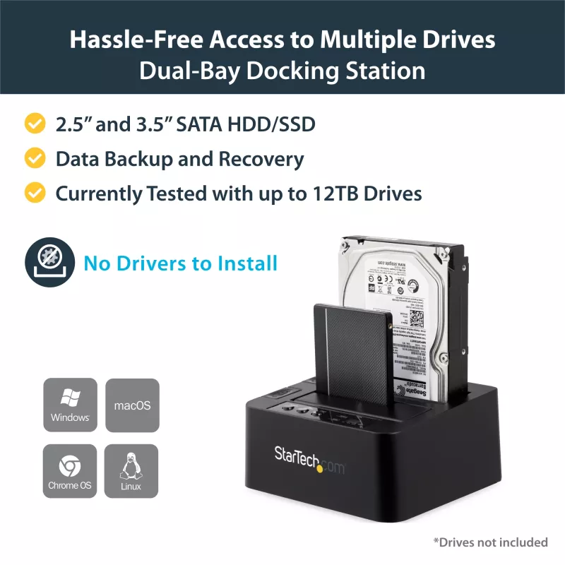 StarTech.com eraldiseisev kõvaketta duplikaator, kahe pesaga HDD/SSD kloonija/koopiamasin, USB 3.1 (10 Gbps) SATA III HDD/SSD dokkimisjaam, kõvaketta duplikaatordokk, kõvaketta kloonija
