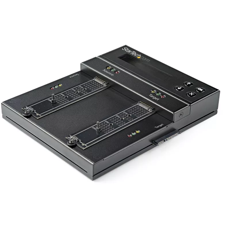 StarTech.com Eraldiseisev M.2 SATA ja M.2 NVMe duplikaator ja kustutaja – HDD/SSD kloonija/puhastaja M.2 PCIe AHCI/NVMe, M.2 SATA, 2,5/3,5-tolliste SATA-ketaste jaoks – väline kõvaketta kustutaja/duplikaator, TAA