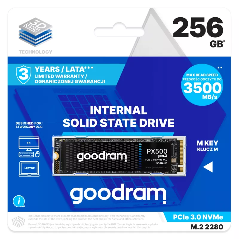 Goodram PX500 GEN.3 SSDPR-PX500-256-80-G3 sisemine pooljuhtketas 256 GB M.2 PCI Express 3.0 NVMe 3D NAND