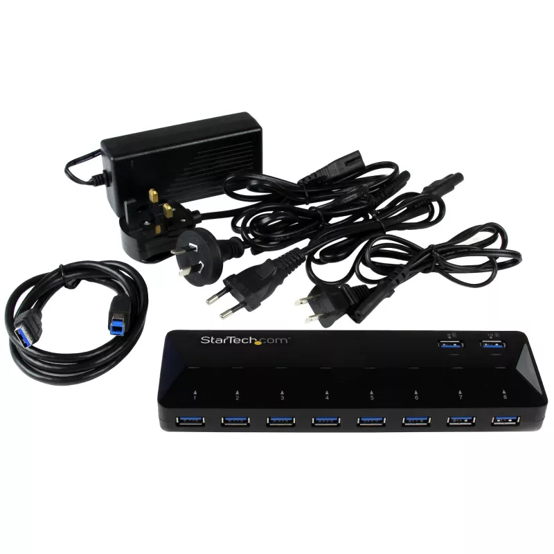 StarTech.com 10-pordiline USB 3.0 jaotur laadimis- ja sünkroonimisportidega – 2 x 1,5 A porti
