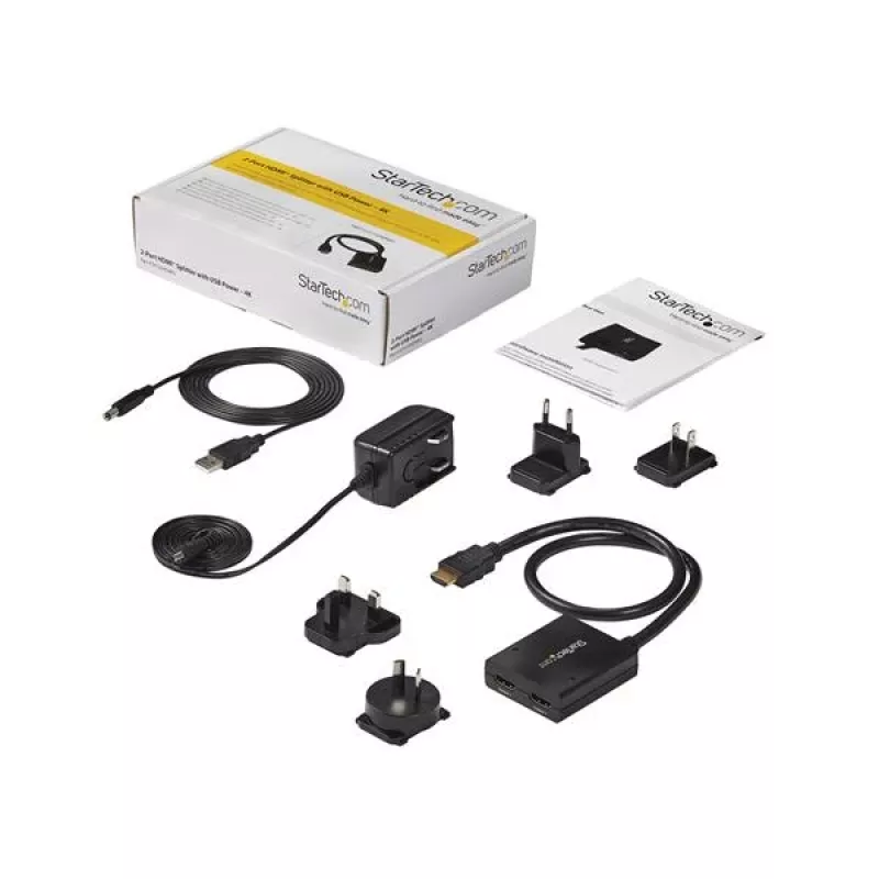 StarTech.com 4K HDMI 2-pordiline videopistik – 1x2 HDMI jaotur – toide USB või toiteadapteri kaudu – 4K 30 Hz