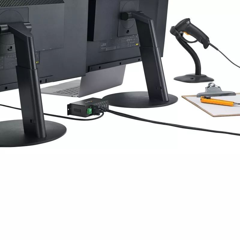 StarTech.com 7-pordiline USB 2.0 jaotur - tööstuslik metallist USB-A jaotur ESD-kaitse ja 350 W liigpingekaitsega - DIN-siini, seina- või lauakinnitus - TAA vastav USB laiendusjaotur