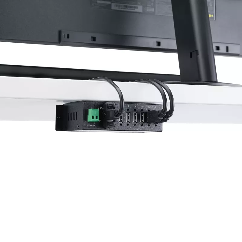 StarTech.com 7-pordiline USB 2.0 jaotur - tööstuslik metallist USB-A jaotur ESD-kaitse ja 350 W liigpingekaitsega - DIN-siini, seina- või lauakinnitus - TAA vastav USB laiendusjaotur