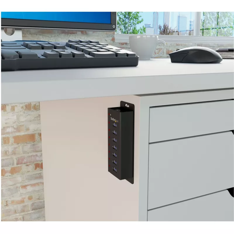 StarTech.com 7-pordiline USB 3.0 jaotur – laua- või seinale kinnitatav metallkorpus~7-pordiline USB 3.0 jaotur (5 Gbit/s) – laua- või seinale kinnitatav metallkorpus