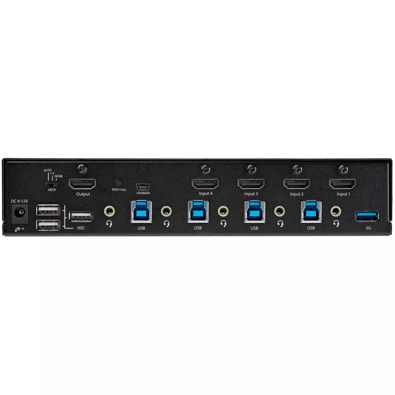 StarTech.com 4 pordiga HDMI KVM-lüliti – ühe monitori 4K 60Hz Ultra HD HDR – lauaarvuti HDMI 2.0 KVM-lüliti 2 pordiga USB 3.0 jaoturi (5 Gbit/s) ja 4x USB 2.0 HID, heliga – kiirklahvidega lülitamine – TAA