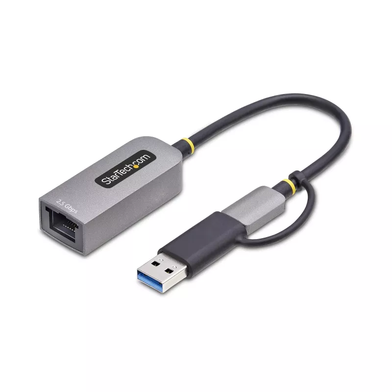 StarTech.com 2.5GbE USB-C–Etherneti adapter USB-A-muunduriga, NBASE-T NIC, USB 3.0 USB-C 2.5/1G mitme kiirusega võrk, Thunderbolti ühilduv, Windows ja Mac