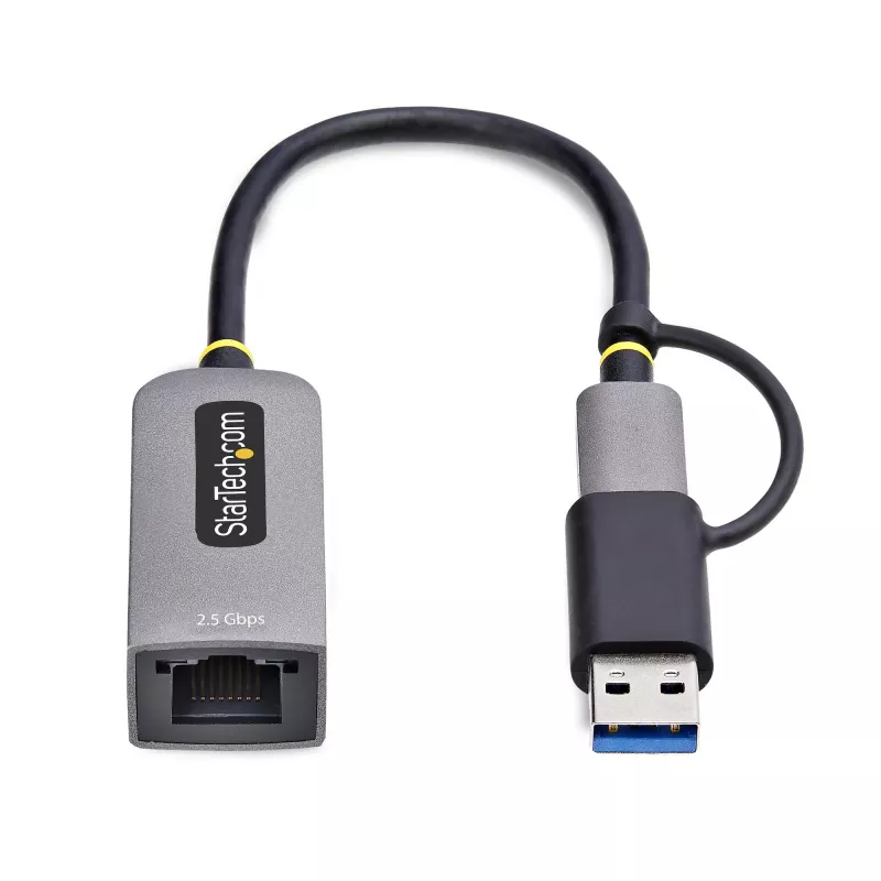 StarTech.com 2.5GbE USB-C–Etherneti adapter USB-A-muunduriga, NBASE-T NIC, USB 3.0 USB-C 2.5/1G mitme kiirusega võrk, Thunderbolti ühilduv, Windows ja Mac