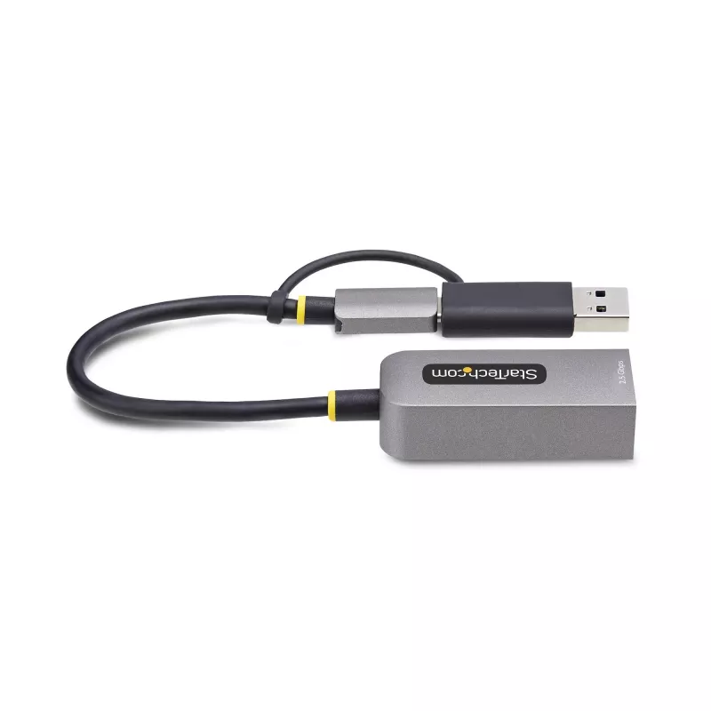 StarTech.com 2.5GbE USB-C–Etherneti adapter USB-A-muunduriga, NBASE-T NIC, USB 3.0 USB-C 2.5/1G mitme kiirusega võrk, Thunderbolti ühilduv, Windows ja Mac