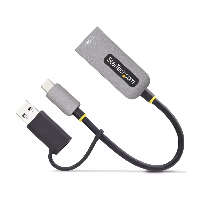 StarTech.com 2.5GbE USB-C–Etherneti adapter USB-A-muunduriga, NBASE-T NIC, USB 3.0 USB-C 2.5/1G mitme kiirusega võrk, Thunderbolti ühilduv, Windows ja Mac