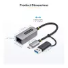 StarTech.com 2.5GbE USB-C–Etherneti adapter USB-A-muunduriga, NBASE-T NIC, USB 3.0 USB-C 2.5/1G mitme kiirusega võrk, Thunderbolti ühilduv, Windows ja Mac