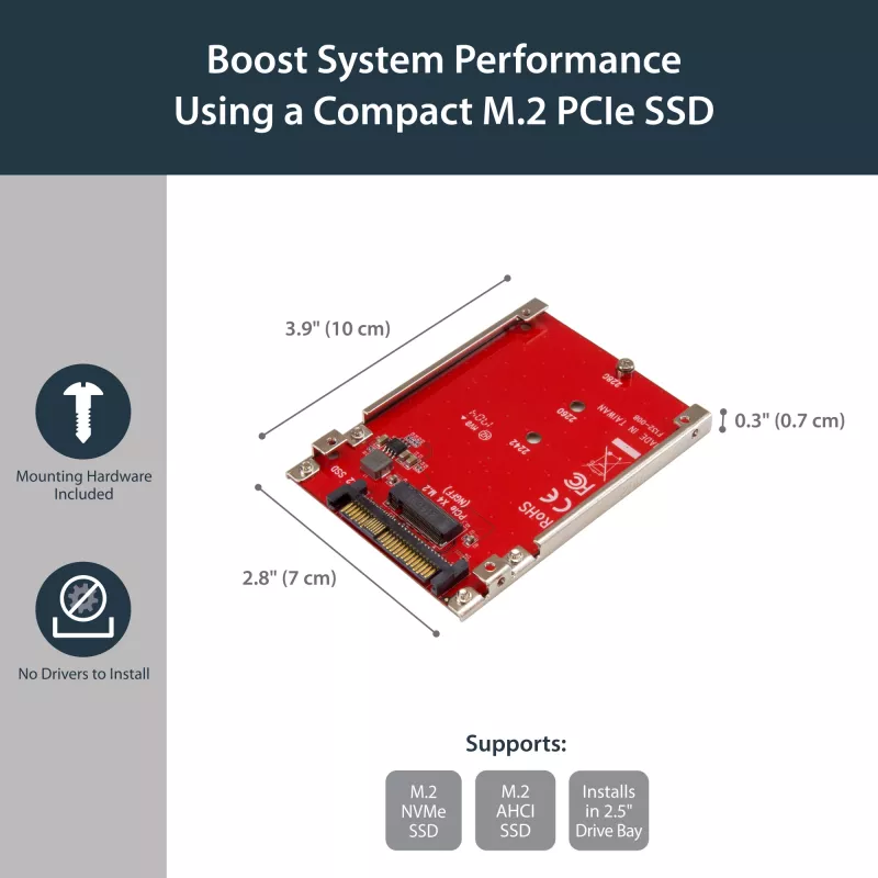 StarTech.com M.2 draivi U.2 (SFF-8639) hostiadapter M.2 PCIe NVMe SSD-dele