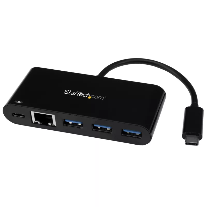 StarTech.com USB-C Etherneti adapter 3-pordilise USB 3.0 jaoturi ja toiteedastusega