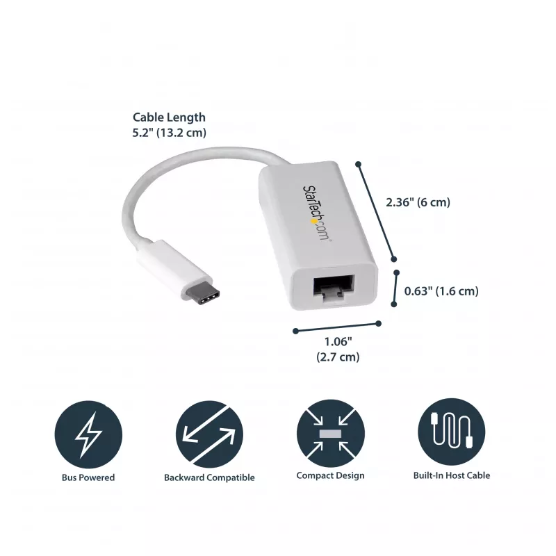StarTech.com USB-C–Gigabit-võrguadapter – valge