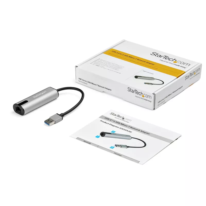 StarTech.com 2,5GbE USB A - Etherneti adapter - NBASE-T NIC - USB 3.0 tüüp A 2,5 GbE /1 GbE mitmekiiruseline gigabitvõrk - USB 3.1 sülearvuti - RJ45/LAN - Lenovo X1 Carbon, HP EliteBook/ ZBook
