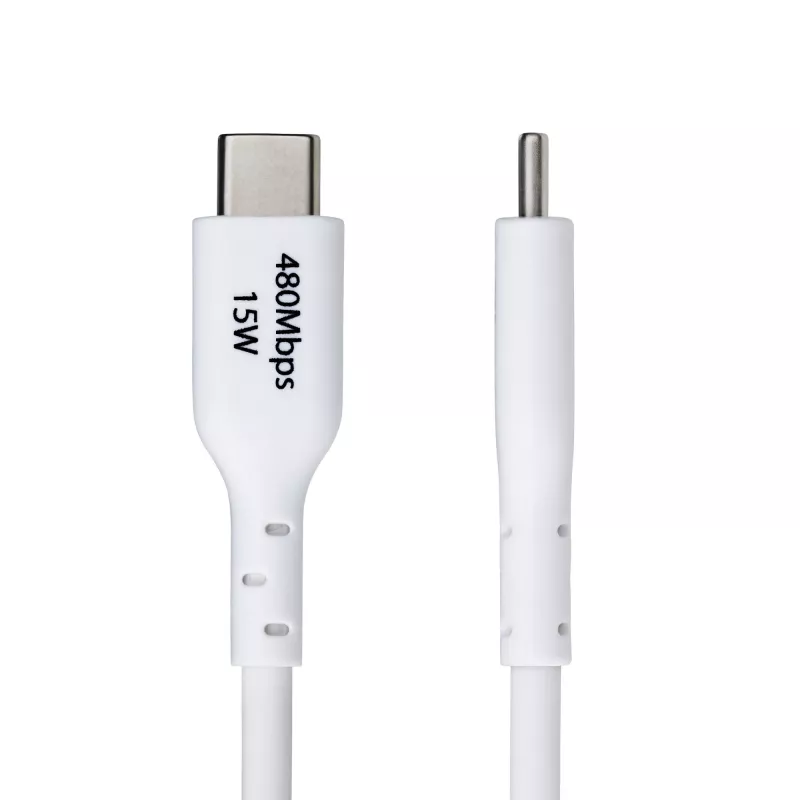 StarTech.com 2 m USB-A – USB-C laadimiskaabel, laadimine ja sünkroonimine, 3 A, USB 2.0, TPE-kate – valge USB-laadimisjuhe