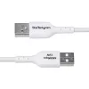 StarTech.com 2 m USB-A – USB-C laadimiskaabel, laadimine ja sünkroonimine, 3 A, USB 2.0, TPE-kate – valge USB-laadimisjuhe