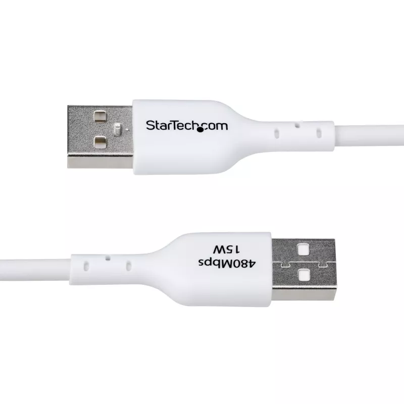 StarTech.com 2 m USB-A – USB-C laadimiskaabel, laadimine ja sünkroonimine, 3 A, USB 2.0, TPE-kate – valge USB-laadimisjuhe
