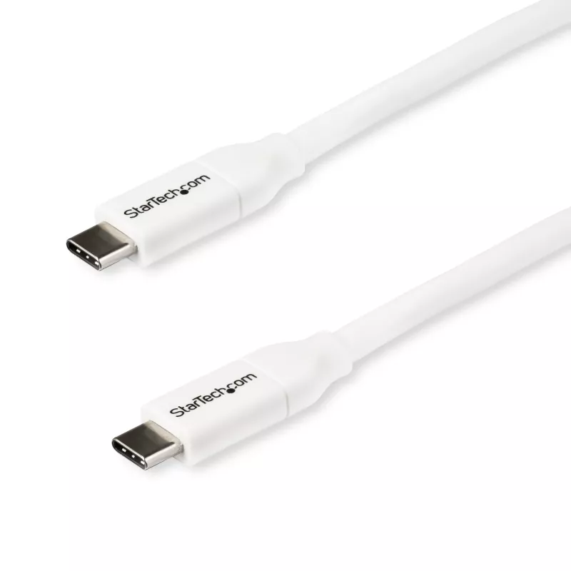 StarTech.com USB-C kuni USB-C kaabel 5A PD-ga – M/M – Valge – 2 m (6 jalga) – USB 2.0 – USB-IF sertifitseeritud