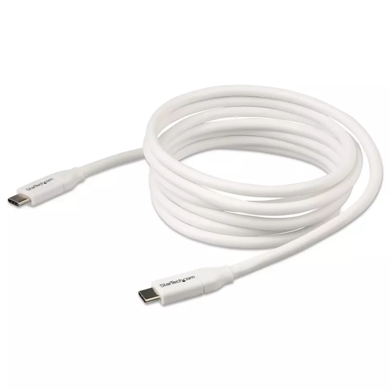 StarTech.com USB-C kuni USB-C kaabel 5A PD-ga – M/M – Valge – 2 m (6 jalga) – USB 2.0 – USB-IF sertifitseeritud