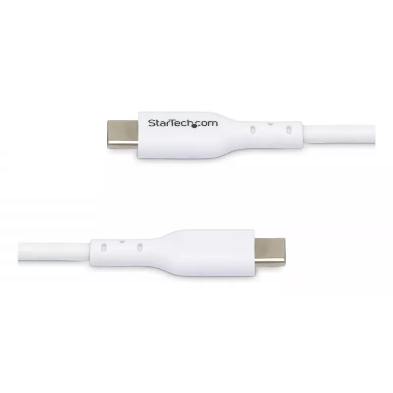 StarTech.com 2m (6.6 ft) valge USB-C laadimiskaabel, USB C kaabel, USB 2.0 USB-C sülearvuti laadimisjuhe, 60W 3A Power Delivery, TPE mantel, USB-C andmeedastuskaabel, M/M