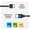StarTech.com USB-C kuni Micro-B kaabel - M/M - 0,5 m - USB 2.0, 0,5 m, USB C, Micro-USB B, USB 2.0, 0,48 Gbit/s, must