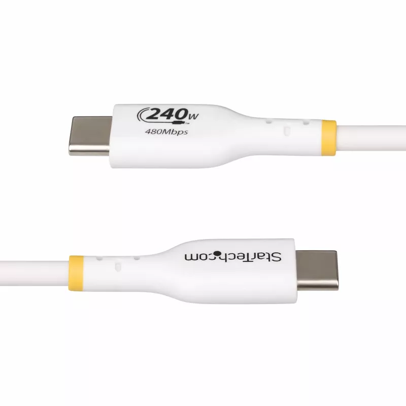 StarTech.com 1 m valge USB-C laadimiskaabel, USB-IF sertifitseeritud USB-C kaabel, 240 W PD EPR, USB 2.0 USB-C sülearvuti laadija juhe, USB-C andmeedastuskaabel, TPE kest