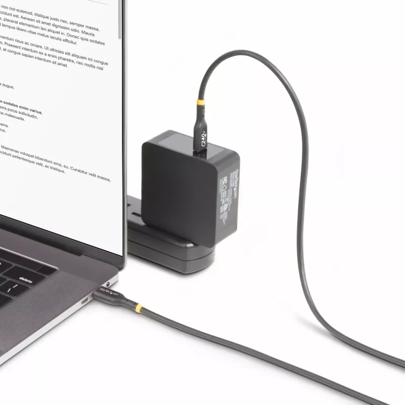 StarTech.com 2 m USB-C laadimiskaabel, USB-IF sertifitseeritud USB-C kaabel, 240 W PD EPR, USB 2.0 USB-C sülearvuti laadimisjuhe, USB-C andmeedastuskaabel, TPE mantel, M/M