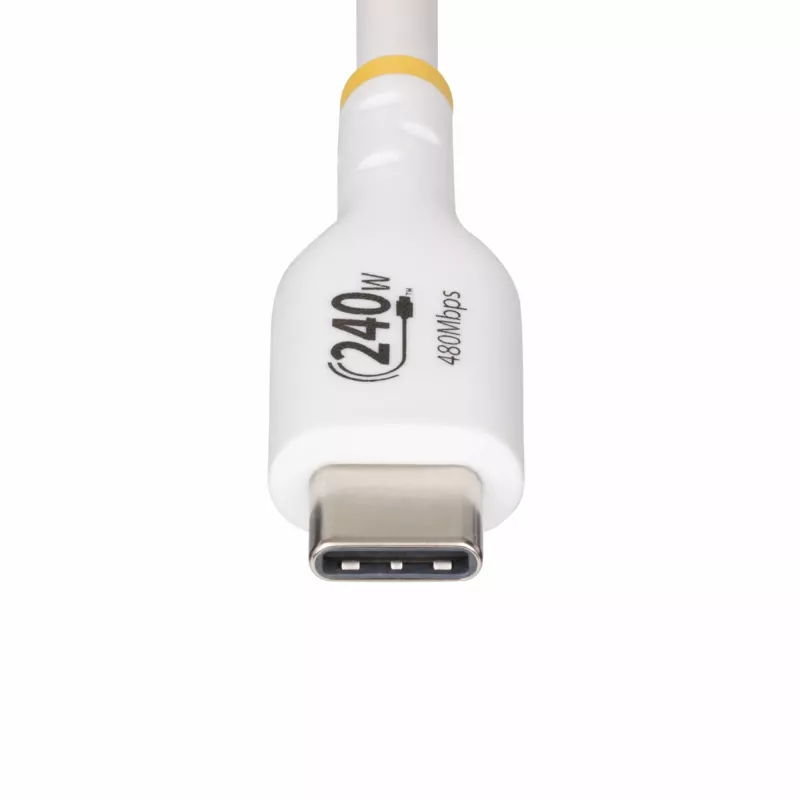 StarTech.com 2 m valge USB-C laadimiskaabel, USB-IF sertifitseeritud USB C kaabel, 240 W PD EPR, USB 2.0 USB-C sülearvuti laadimisjuhe, USB-C andmeedastuskaabel, TPE ümbris