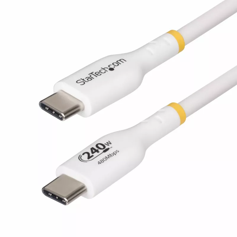StarTech.com 3m valge USB-C laadimiskaabel, USB-IF sertifitseeritud USB-C kaabel, 240W PD EPR, USB 2.0 USB-C sülearvuti laadimisjuhe, USB-C andmeedastuskaabel, TPE mantel