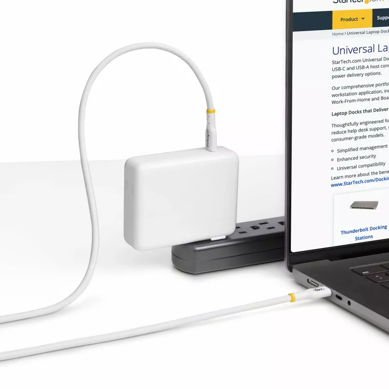 StarTech.com 3m valge USB-C laadimiskaabel, USB-IF sertifitseeritud USB-C kaabel, 240W PD EPR, USB 2.0 USB-C sülearvuti laadimisjuhe, USB-C andmeedastuskaabel, TPE mantel