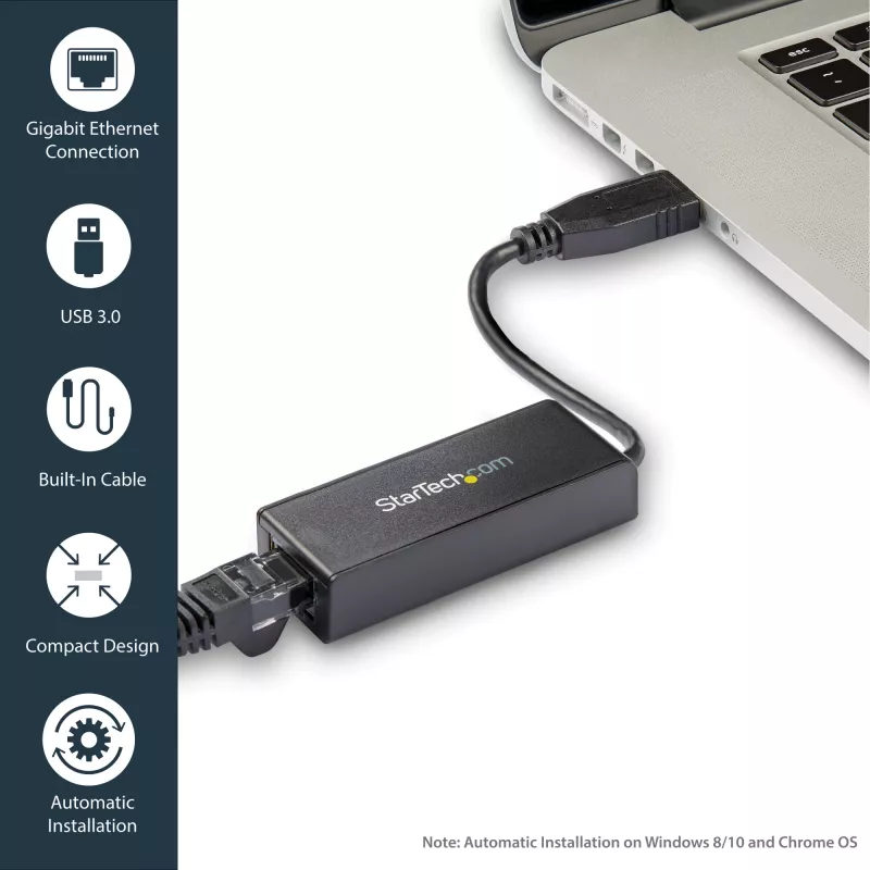 StarTech.com USB 3.0 Gigabit Ethernet võrguadapter, 10/100/1000 Mbps, USB RJ45-le, USB 3.0 LAN-adapter, USB 3.0 Etherneti adapter (GbE), TAA vastavuses