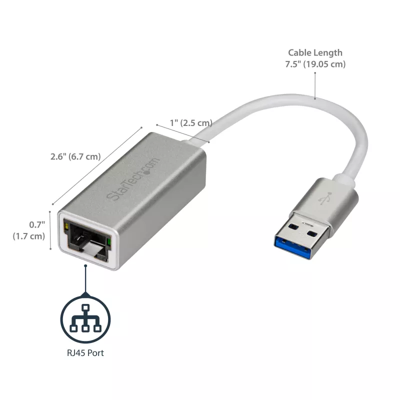 StarTech.com USB 3.0 gigabitine võrguadapter - hõbedane, juhtmega, USB, Ethernet, 2000 Mbit/s, hõbedane