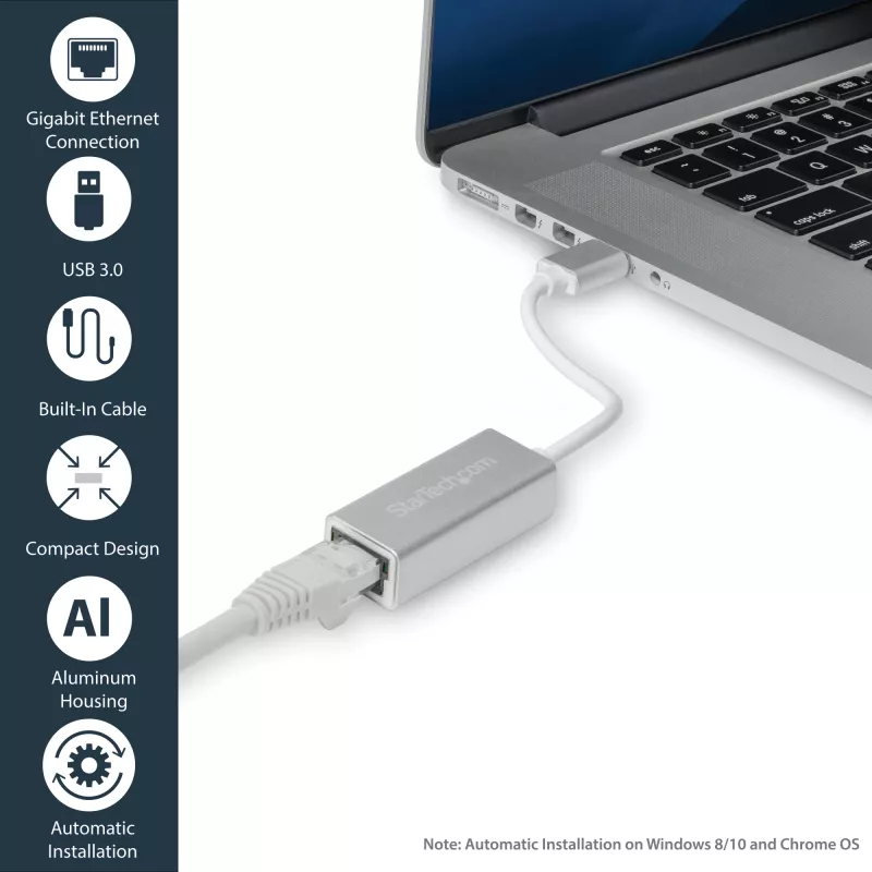 StarTech.com USB 3.0 gigabitine võrguadapter - hõbedane, juhtmega, USB, Ethernet, 2000 Mbit/s, hõbedane