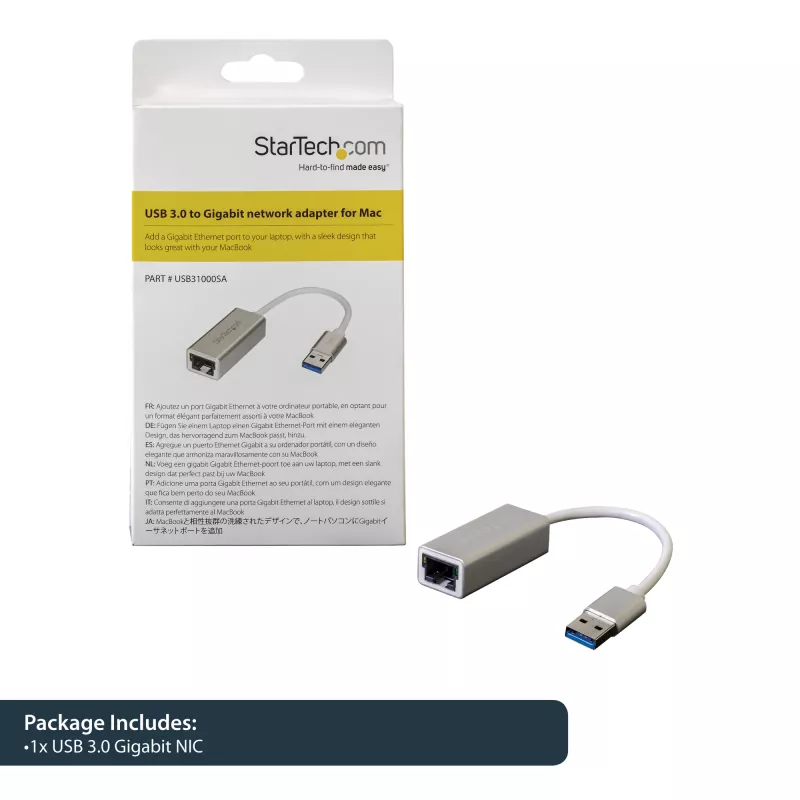 StarTech.com USB 3.0 gigabitine võrguadapter - hõbedane, juhtmega, USB, Ethernet, 2000 Mbit/s, hõbedane