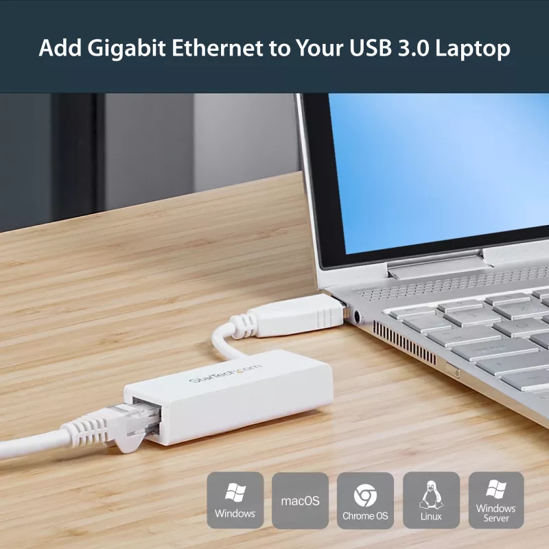 StarTech.com USB 3.0 Gigabit Ethernet võrguadapter, 10/100/1000 Mbit/s, USB-RJ45, USB 3.0 LAN-adapter, USB 3.0 Etherneti adapter (GbE), TAA nõuetele vastav