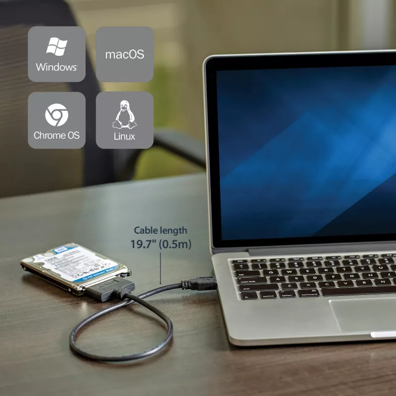 StarTech.com USB 3.1 to 2.5 inch SATA Hard Drive Adapter - USB 3.1 Gen 2 10Gbps with UASP External HDD/SSD Storage Converter