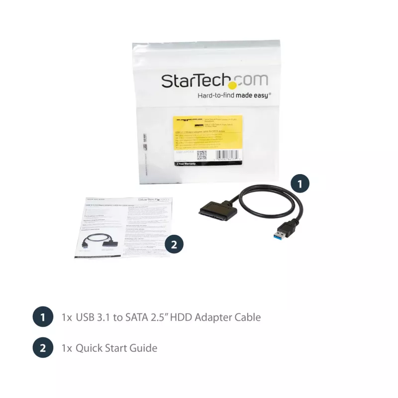 StarTech.com USB 3.1 to 2.5 inch SATA Hard Drive Adapter - USB 3.1 Gen 2 10Gbps with UASP External HDD/SSD Storage Converter
