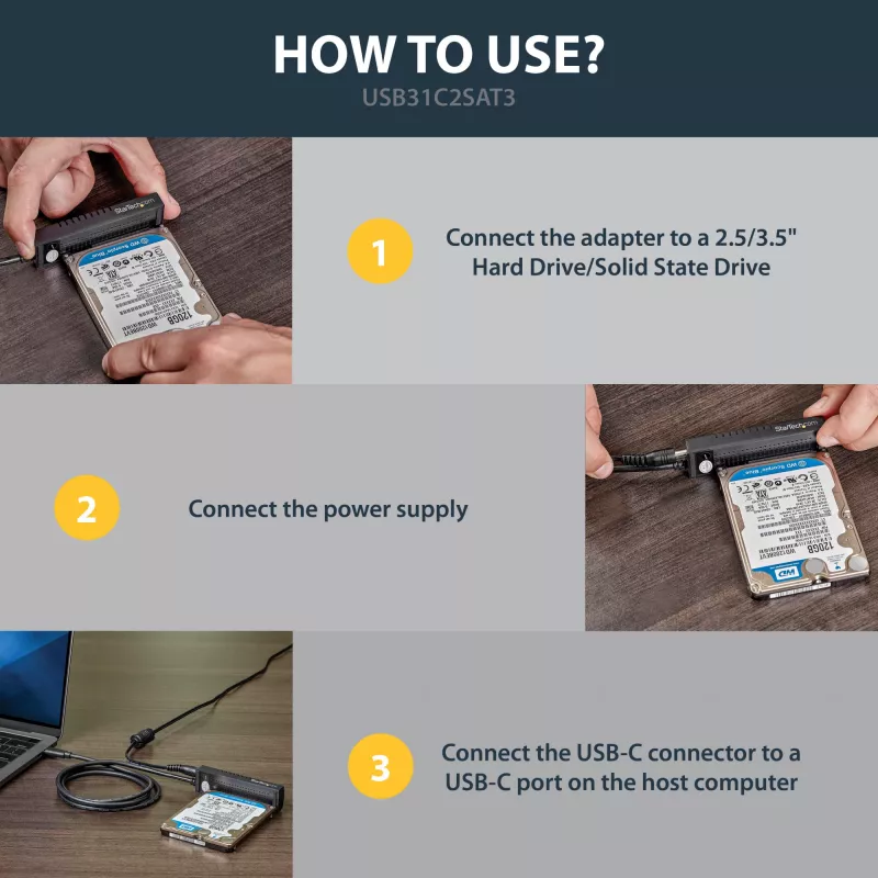 StarTech.com USB 3.1 (10Gbps) adapterkaabel 2,5”/3,5” SATA-draividele – USB-C