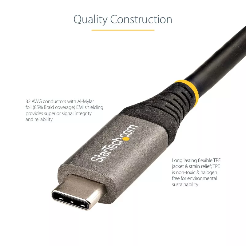 StarTech.com 0,9 m (1 m) USB-C-kaabel 10 Gbps – USB-IF-i sertifitseeritud USB-C-kaabel – USB 3.1 USB-C-kaabel – 100 W (5 A) Power Delivery laadimine, DP Alt Mode – USB-C–USB-C-juhe – laadimine ja sünkroniseerimine