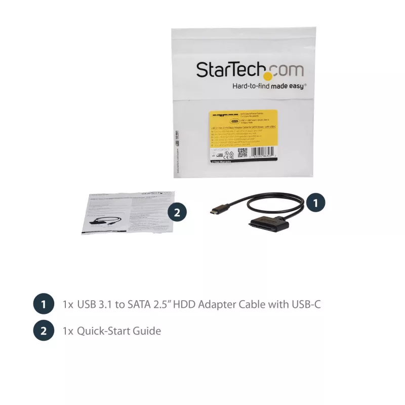 StarTech.com USB 3.1 (10Gbps) adapterkaabel 2,5” SATA-ketastele – USB-C