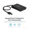 StarTech.com USB 3.0 – kahe DisplayPorti adapter – 4K 60 Hz, 3.2 Gen 1 (3.1 Gen 1), USB Type-A, DisplayPort väljund, 4096 x 2160 pikslit