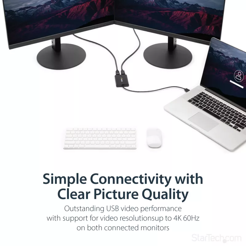 StarTech.com USB 3.0 – kahe DisplayPorti adapter – 4K 60 Hz, 3.2 Gen 1 (3.1 Gen 1), USB Type-A, DisplayPort väljund, 4096 x 2160 pikslit
