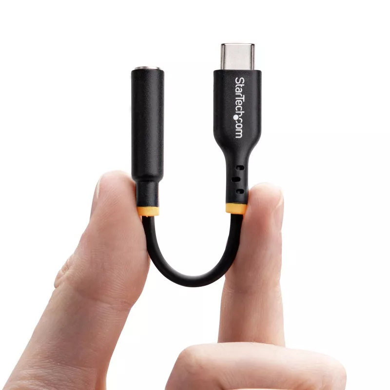 StarTech.com 12,7 cm USB-C–3,5 mm TRRS-peakomplekti/kõrvaklappide pesa heliadapter, USB-C-tüüpi abidongel, 32-bitine DAC, toetab USB-C/Thunderbolti, sülearvuti/telefon/tahvelarvuti