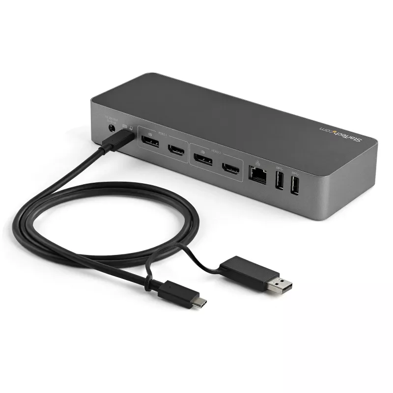 StarTech.com 3 jala (1 m) USB-C kaabel koos USB-A adapteri dongliga – hübriidne 2-ühes USB-C-kaabel USB-A-ga – USB-C kuni USB-C (10 Gbps/100 W PD), USB-A kuni USB-C (5 Gbps) – ideaalne hübriiddokkimisjaama jaoks