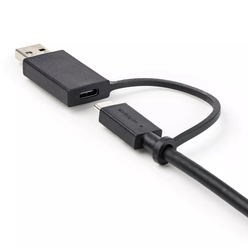StarTech.com 3 jala (1 m) USB-C kaabel koos USB-A adapteri dongliga – hübriidne 2-ühes USB-C-kaabel USB-A-ga – USB-C kuni USB-C (10 Gbps/100 W PD), USB-A kuni USB-C (5 Gbps) – ideaalne hübriiddokkimisjaama jaoks
