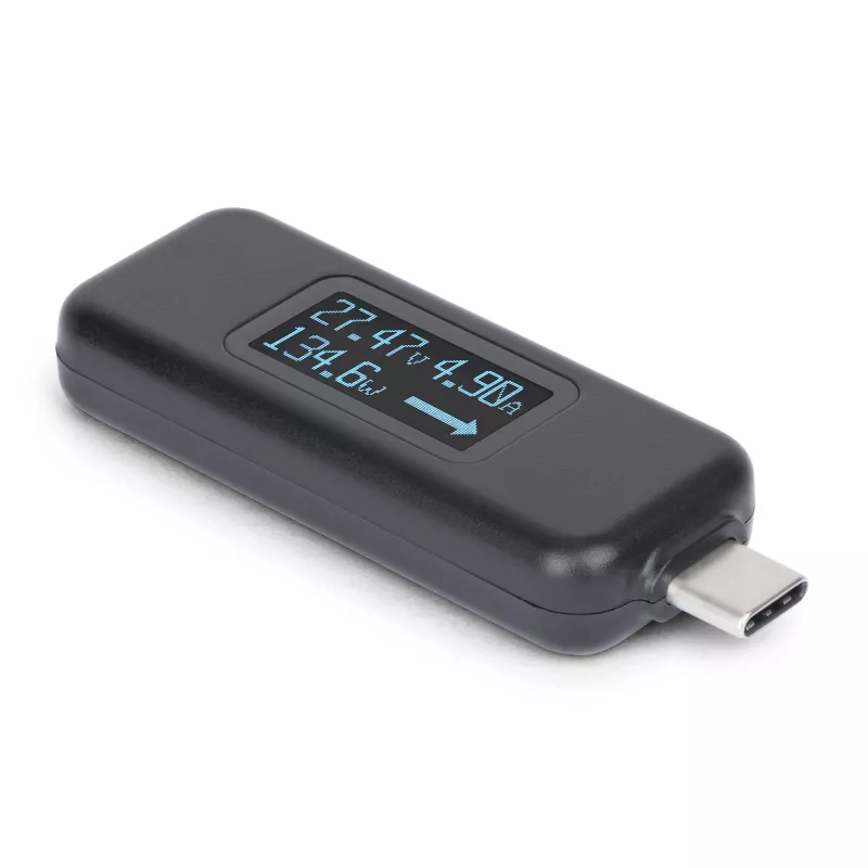 StarTech.com USB-C toitetester, digitaalne multimeeter, kahesuunaline pinge- ja voolumõõtur, kuni 240 W PD EPR, kaasaskantav USB-C kaabli ja pordi toitemõõturi tester