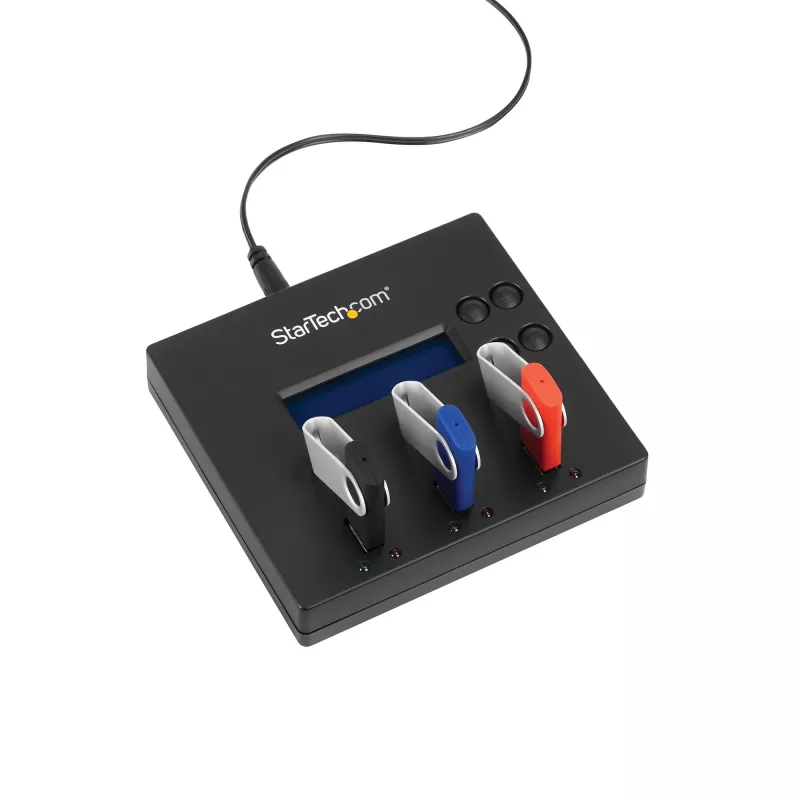 StarTech.com Eraldiseisev 1 kuni 2 USB-mälupulga duplikaator ja kustutaja, mitme USB-mälupulga kopeerija, süsteemi- ja faili- ning kogu ketta kopeerimine kiirusel 1,5 GB/min, ühe- ja 3-käiguline kustutamine, LCD Ekraan - TAA
